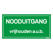 BRD2010NV Bord nooduitgang vrijhouden a.u.b.- Groent - wit - 20x10 cm