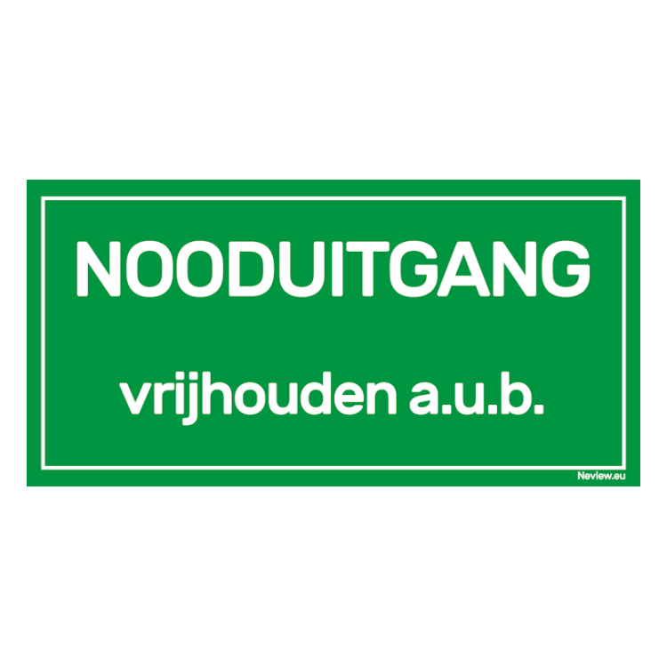 BRD2010NV Bord nooduitgang vrijhouden a.u.b.- Groent - wit - 20x10 cm