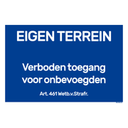 BRD2030-VBET Bord eigen terrein verboden voor onbevoegden- 20x30 cm