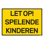 BRD2030HSK Bord let op spelende kinderen - geel - zwart - 20x30 cm
