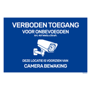 BRD2030VTCB Bordje camerabewaking - Geen toegang voor onbevoegden - Blauw / Wit - 20x30 cm