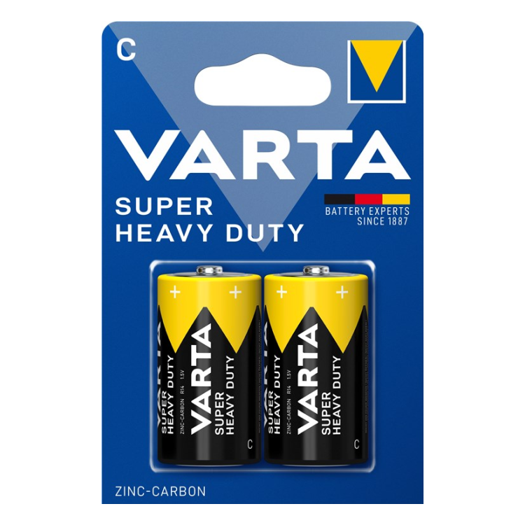 C-VRT-2-HD Varta  1,5 volt super Heavy Duty C batterijen  -  2 stuks