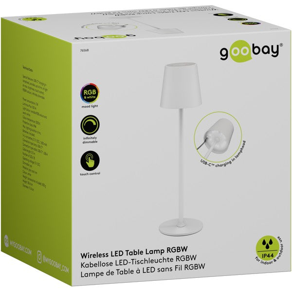 Draadloze LED-Tafellamp RGBW – 38 cm – Oplaadbaar – Wit