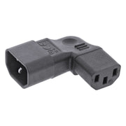 C13-90R C13 (haaks/rechts) naar C14 stroomadapter - 250V / 10A / 2500W - Zwart