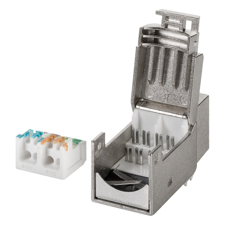C6-KS-MT Cat 6 keystone - Afgeschermd - Tot 9 mm diameter - Metaal