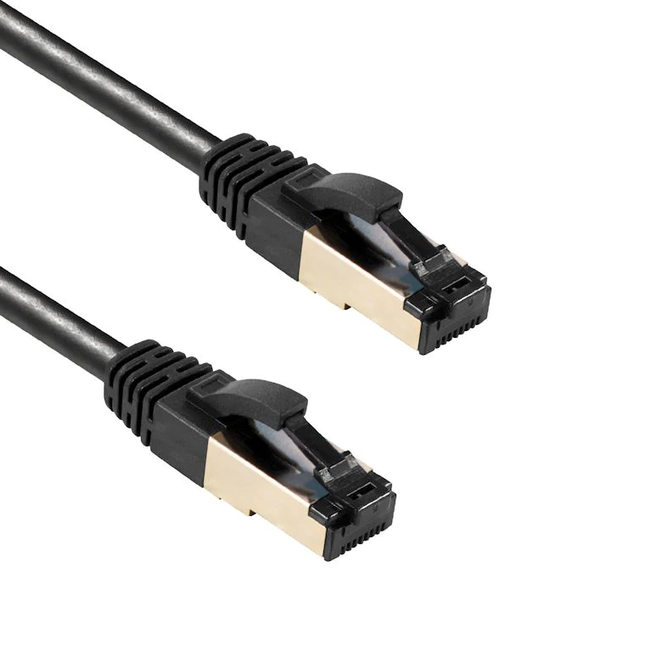 50 cm Cat 8 S/FTP (PiMF) netwerkkabel - 100% koper - LSZH - Zwart