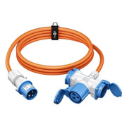 CEE-SP-2xSCH-1.5 1.5 meter CEE camping stroomkabel - Met 2 extra stopcontacten - IP44 waterdicht - 3 x 2.5 mm² koperen kern