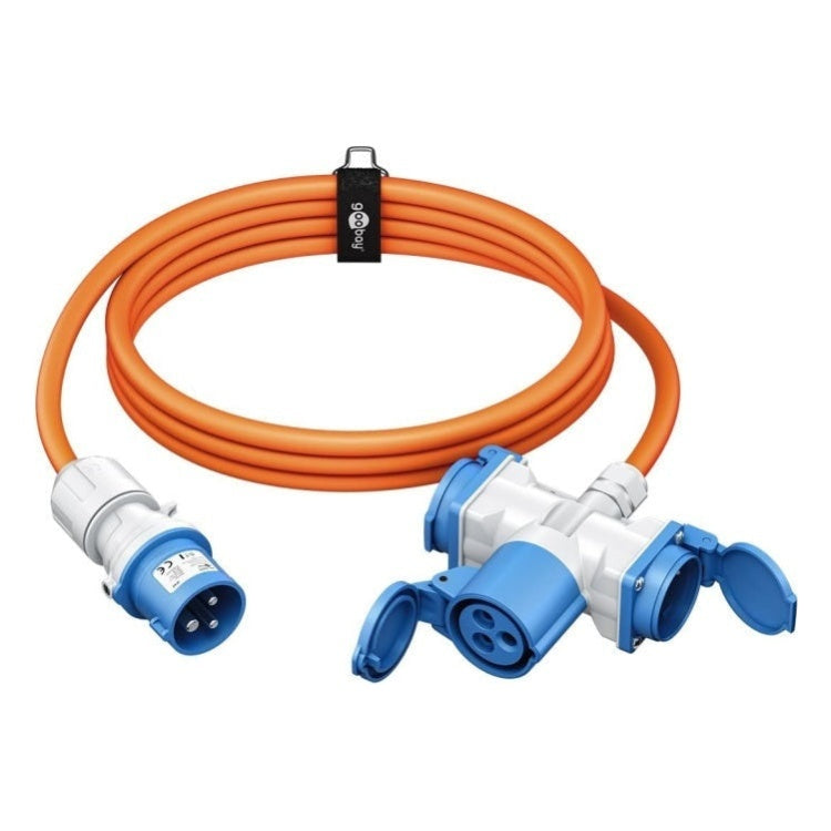 CEE-SP-2xSCH-1.5 1.5 meter CEE camping stroomkabel - Met 2 extra stopcontacten - IP44 waterdicht - 3 x 2.5 mm² koperen kern
