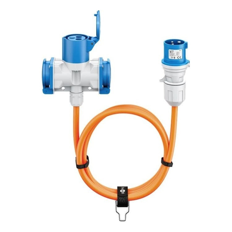 CEE-SP-2xSCH-10 10 meter CEE camping stroomkabel - Met 2 extra stopcontacten - IP44 waterdicht - 3 x 2.5 mm² koperen kern