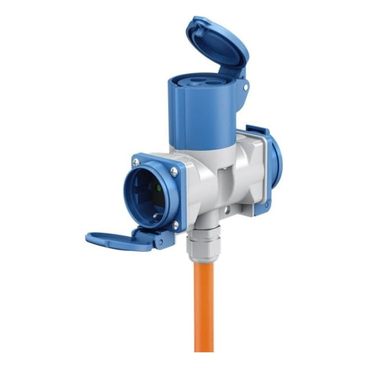 CEE-SP-2xSCH-5 5 meter CEE camping stroomkabel - Met 2 extra stopcontacten - IP44 waterdicht - 3 x 2.5 mm² koperen kern