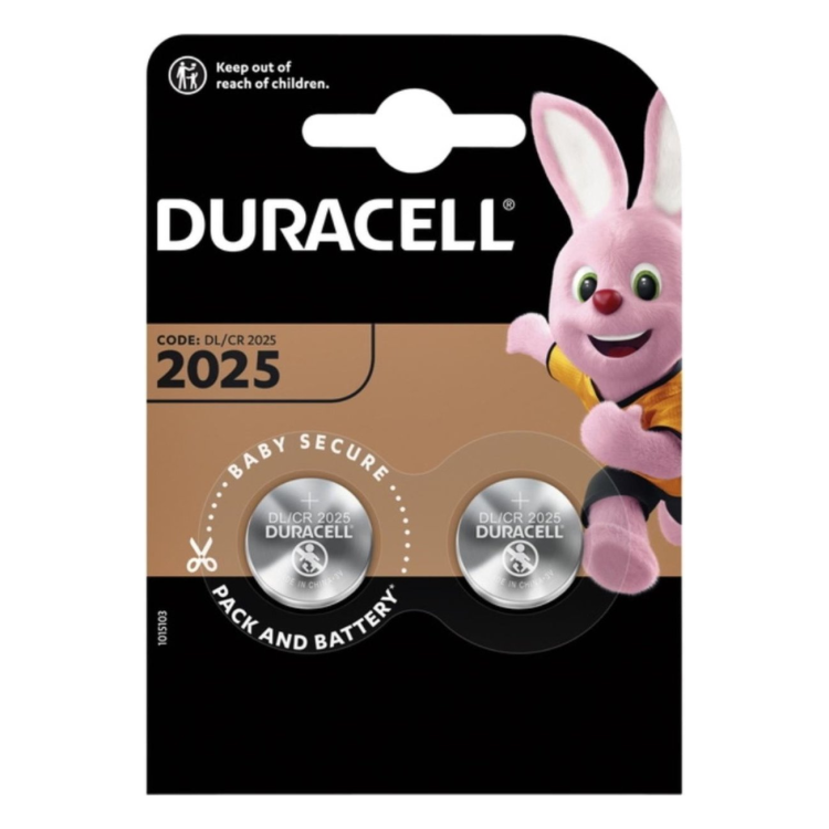 CR2025-DRC-2 Duracell knoopcel batterijen CR2025 - 3 Volt  -  2 stuks