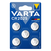 CR2025-VRT-5 Varta 3 volt knoopcel batterijen CR2025  -  5 stuks