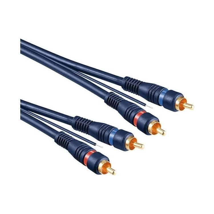 CS2+1-5 5 meter Tulp Stereo Audiokabel met Remote Draad - 2x Tulp (m) naar 2x Tulp (m) - Blauw