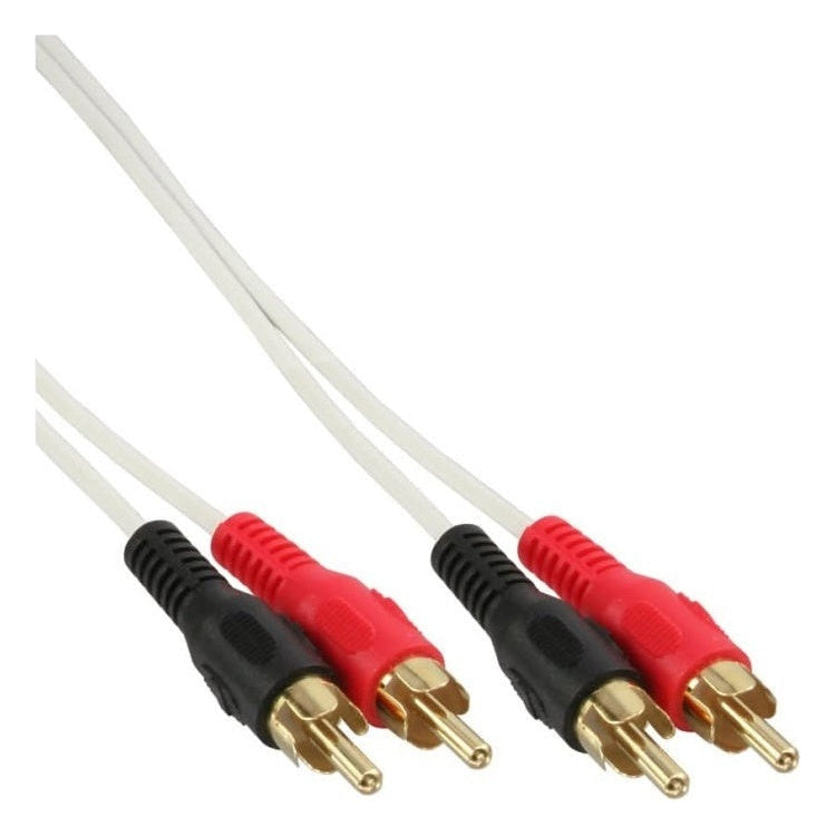 CS2-1-W-GP Gold-plated - Tulp composiet audiokabel - RCA male naar RCA male- Cinch verlengkabel -  1 meter  - Wit