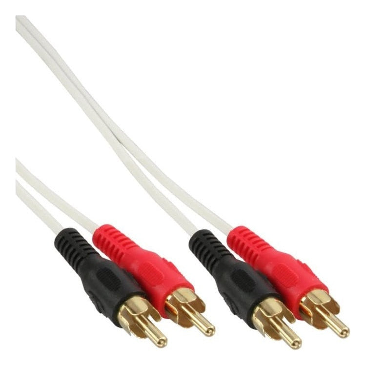 CS2-2-W-GP Gold-plated - Tulp composiet audiokabel - RCA male naar RCA male- Cinch verlengkabel -  2 meter  - Wit