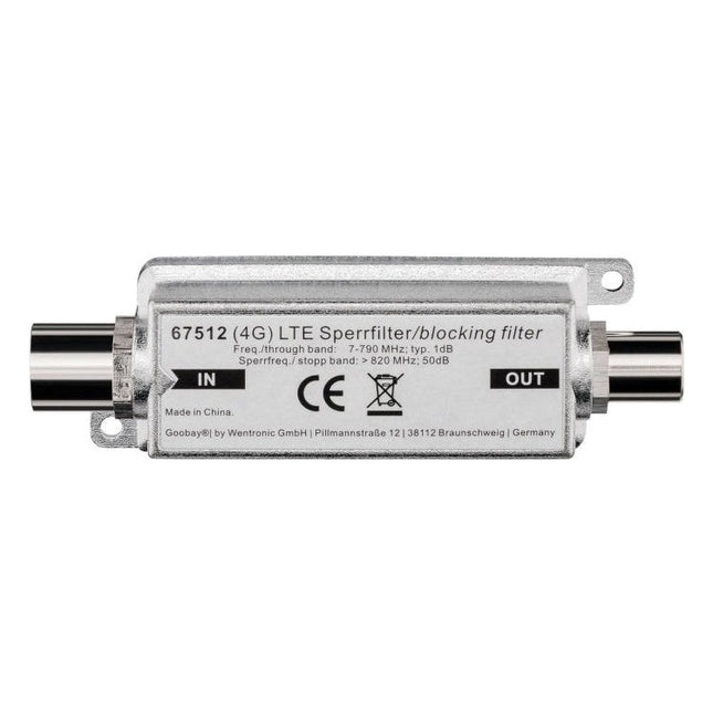 CX-FLTR LTE/4G-Blokkeerfilter - Coax Stekker naar Coax Aansluiting