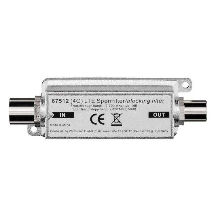 CX-FLTR LTE/4G-Blokkeerfilter - Coax Stekker naar Coax Aansluiting