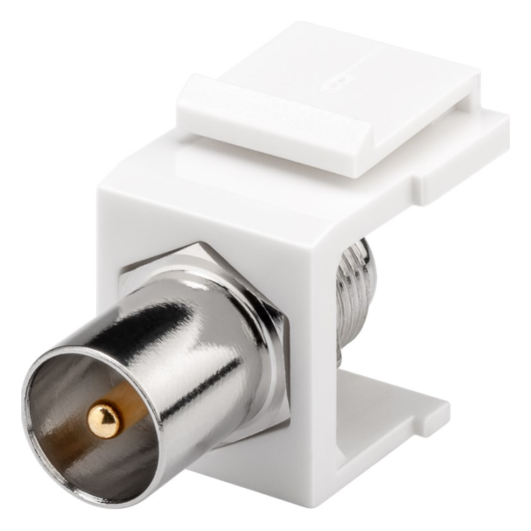 CX-M-KS-WT F-connector naar Coax IEC mannelijk keystone - Extern - Gold-plated - Wit