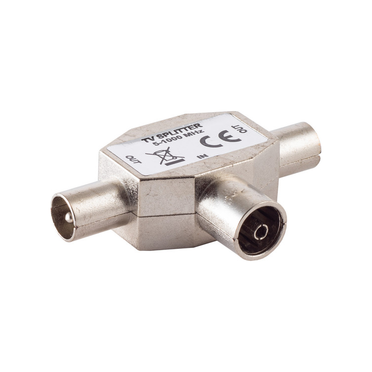 CX-SP2 TV Splitter - T-splitter 2x mannelijk , 1x vrouwelijk - Metaal - 5-1000 MHz