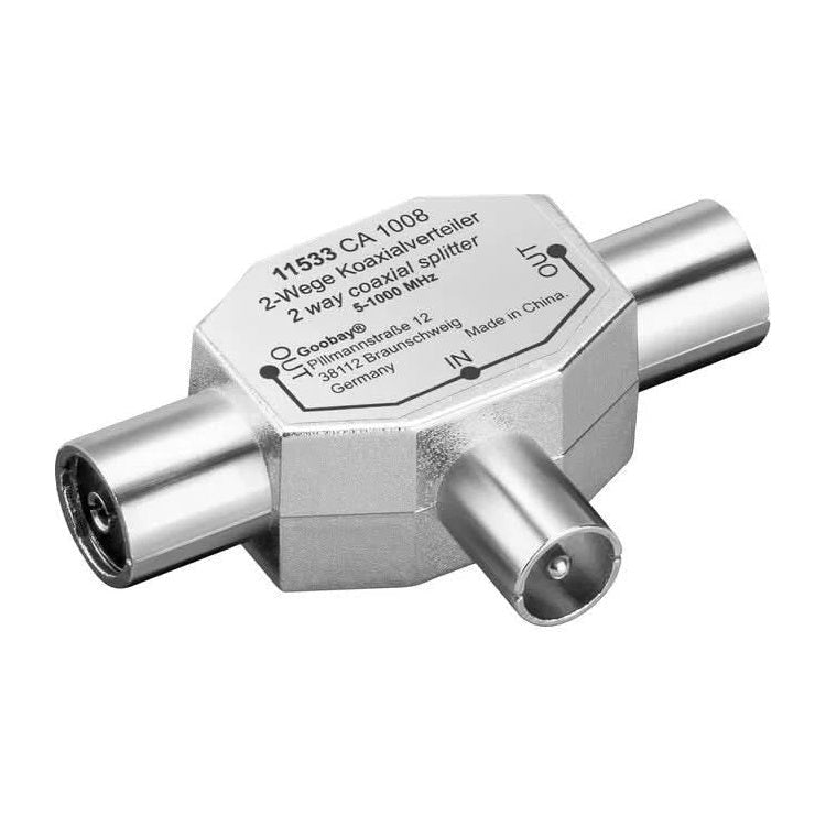 CX-SP2F Radio Splitter - T-splitter (2x Vrouwelijk, 1x Mannelijk) - Metaal - 5-1000 MHz