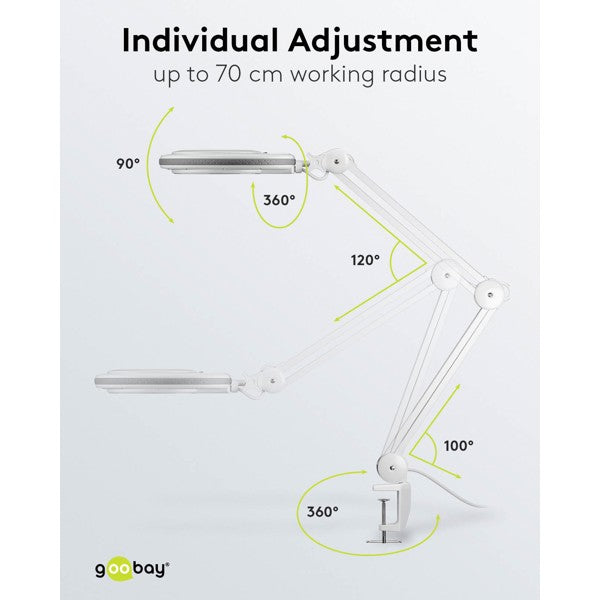 LED-Loeplamp met Tafelklem – 8 W – 1,75x Vergroting – Wit