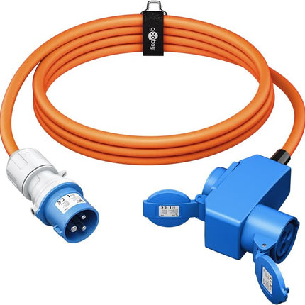 5 meter CEE camping stroomkabel - Met extra stopcontact - IP44 waterdicht - 3 x 2.5 mm² koperen kern