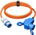 5 meter CEE camping stroomkabel - Met extra stopcontact - IP44 waterdicht - 3 x 2.5 mm² koperen kern