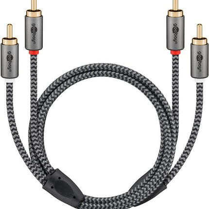Goobay Plus RCA kabel - 5 meter - 2x RCA male naar 2x RCA male - 100% koper