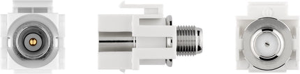 F-connector naar Coax IEC mannelijk keystone - Gold-plated - Wit