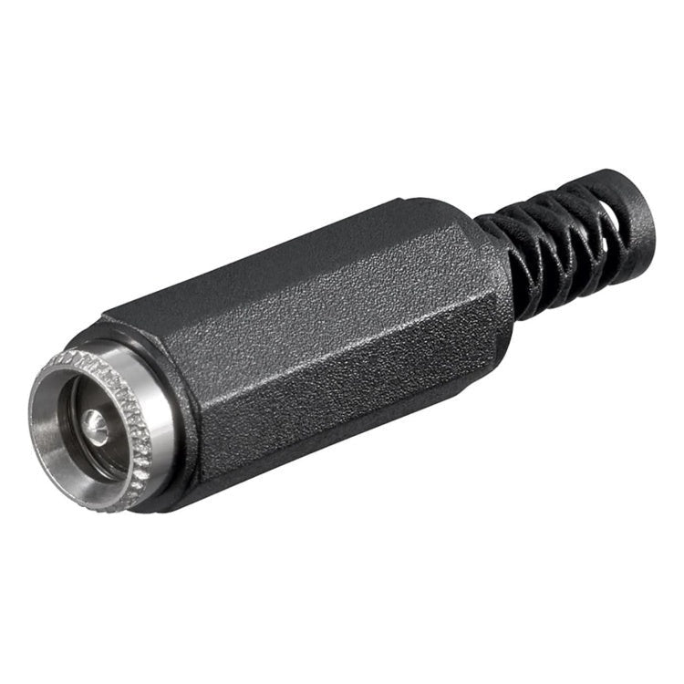 DC-5.5-2.1-f-SDL DC voedingsstekker - 2,1 mm - Met kabelbeschermer - Soldeerbaar