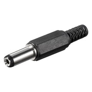 DC-5.5-2.1-m-SDL DC (m) connector extra lang - 5,5 mm x 2,1 mm - Zwart - soldeerbaar