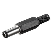 DC-5.5x2.5-m-SDL soldeerbare DC plug - 5,5 mm x 2,5 mm - Zwart - Extra lang (14 mm)