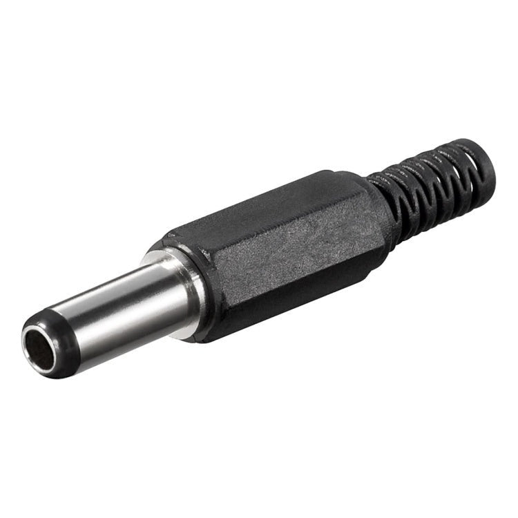 DC-5.5x2.5-m-SDL soldeerbare DC plug - 5,5 mm x 2,5 mm - Zwart - Extra lang (14 mm)