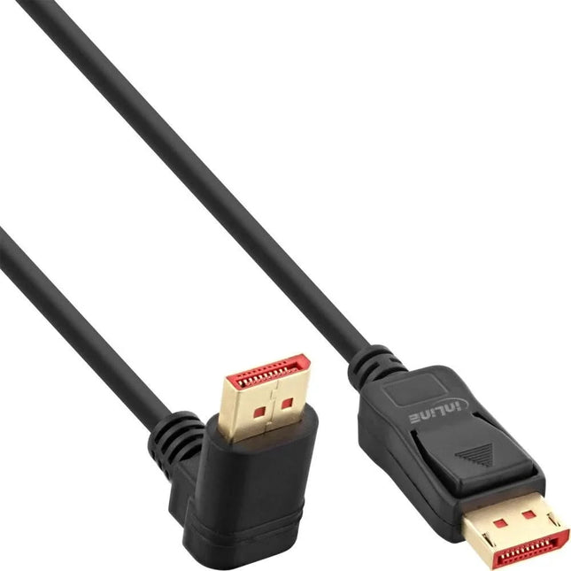 2 meter DisplayPort 1.4 kabel - 8K/60Hz - 100% koper - Haaks omhoog - Zwart