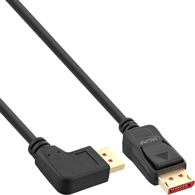 3 meter DisplayPort 1.4 kabel - 8K/60Hz - 100% koper - Haaks naar links - Zwart