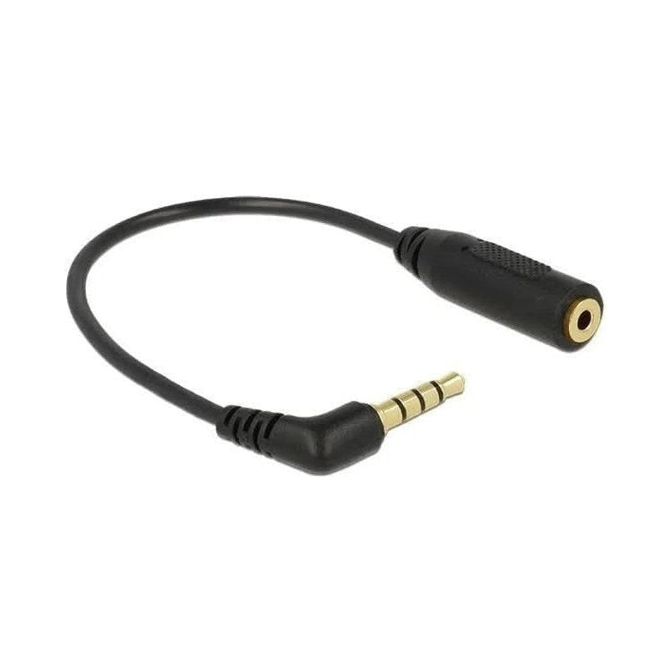 DL-A3.5M4p-A2.5F-H-0.15 3,5 mm Jack 4-polig (m) naar 2,5 mm Jack 3-polig (v) adapter - 15 cm - Zwart - Verguld