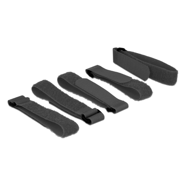 DL-KLB30cm-5x kabelbinders - 5 stuks - haak en lus- klittenband - 20x300 mm - Zwart