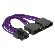 DL-PCI-e-PWR-V 8-pins PCIe male naar 2x 4-pins Molex male adapter - 15cm