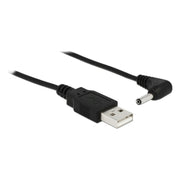 DL-USB2.0-3.51.35V-1.5 1.5 meter USB-A naar DC voedingsstekker (3.5x1.35 mm) verloopkabel haaks - Zwart