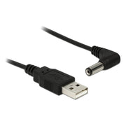 DL-USB2.0-5.52.1V-1.5 1.5 meter USB A naar DC voedingsstekker (5.5x2.1 mm) verloopkabel haaks - Zwart