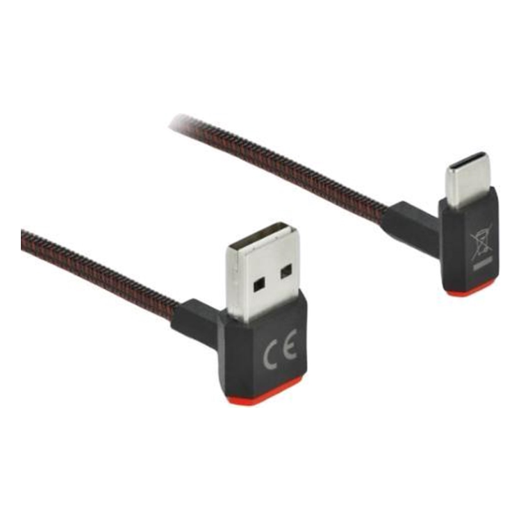 DL-USB2.0-C-H-0.5-ZW USB 2.0 naar USB C haakse adapter met EASY-USB - 50 cm