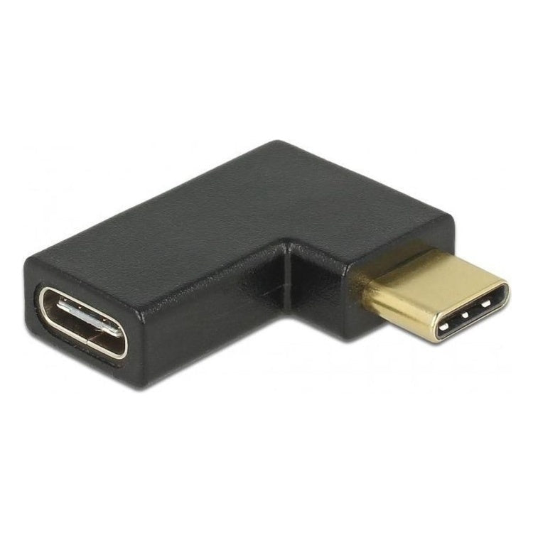 DL-USB3.1C-H DeLock USB-C naar USB-C koppelstuk - USB 3.2 - Tot 10 Gbit/s - Zwart - PD 100 watt - Haaks naar link/rechts