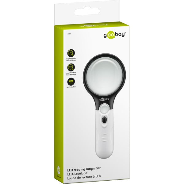 LED-Leesloep met Verlichting – 1,75x en 12,25x Vergroting – Wit/Zwart