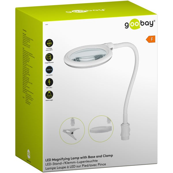 LED-Loeplamp 2-in-1 met Tafelvoet en Klem – 6 W – 1,75x Vergroting – Wit