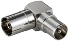 IEC (m) naar IEC (v) coax adapter - Haaks - Metaal