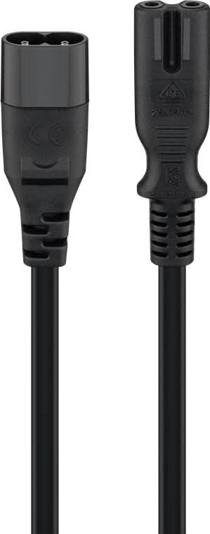 2 meter C7 verlengkabel - type C7/C8 2 x 0.75 mm² - Zwart