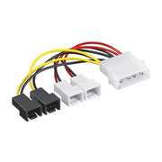 FAN-PWR-M-4XF 15cm Molex male naar ventilator stekker adapter - 2x 5V & 2x 12V