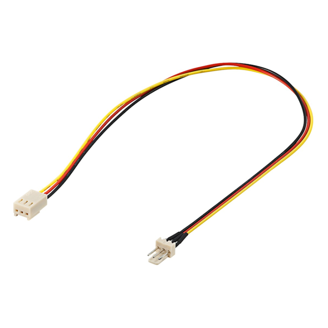 FAN-PWR-V-0.3 30 cm Verlengkabel voor PC-ventilatorvoeding, 3-pins mannelijke/vrouwelijke connector