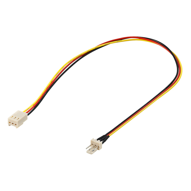 FAN-PWR-V-0.3 30 cm Verlengkabel voor PC-ventilatorvoeding, 3-pins mannelijke/vrouwelijke connector