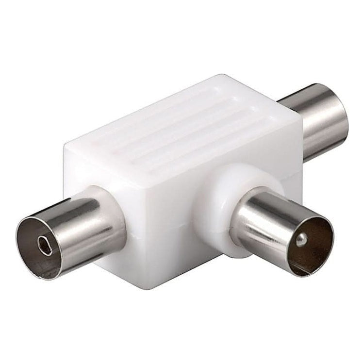 GK-01039 Coaxiale T-adapter - 2x coaxiaal vrouwelijk > 1x coaxiaal mannelijk - plastic
